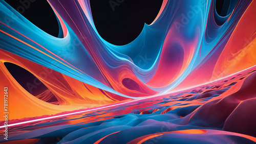 Vibrant colors swirling abstract digital landscape