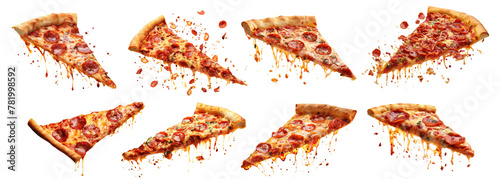 Set of delicious pizza slices, cut out