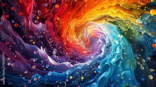 Colorful Abstract Shapes: A 3D vector illustration of a vibrant, swirling vortex of colors