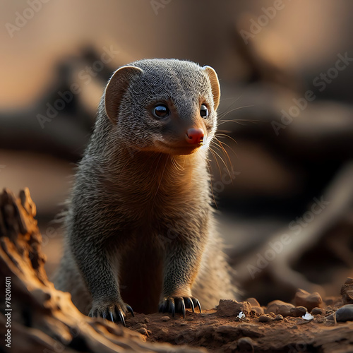 meerkat on the lookout. meerkat on guard. Common This image shows a wild common dwarf mongoose. dwarf mongoose. Galidiinae. Ethiopian dwarf mongoose. Helogale parvula. Mungos mungo. Galidiinae. 