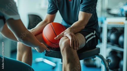 A patient receiving physical therapy for a sports injury.