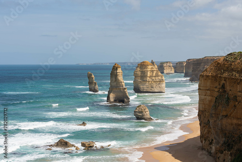 12 Apostles; a beautiful rock formation in the Great Ocean Road where you can also visit nearby sites like Loch Ard George, The Razorback, The Grotto and many more