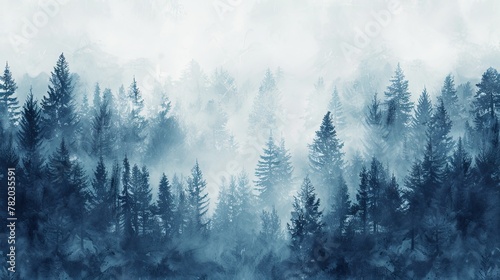 Tranquil pine forest setting comes to life in this abstract background with muted tones.