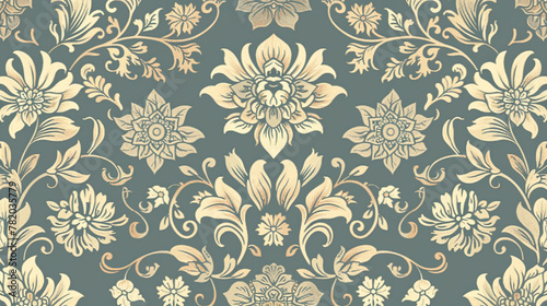 A seamless pattern of vintage floral wallpaper with intricate designs and muted colors. Generative AI.