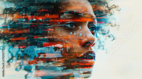 Woman's Face with Digital Glitch Art Effect 