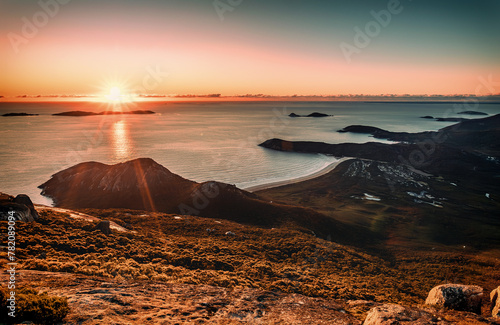 Sunset on the coast of Wilsons Promontory National Park from Mount Oberon Summit