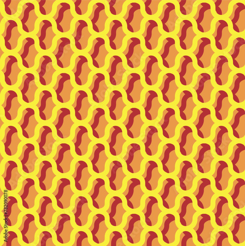 Vector yellow lattice pattern for background and packaging on orange background. Seamless orange pattern
