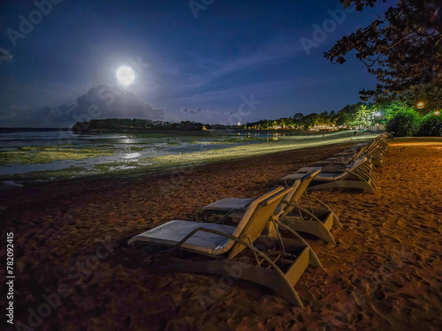 Night view of bali beach in Indonesia