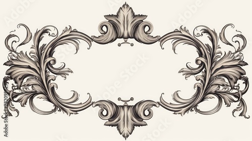 Vintage baroque frame. Old engraving. Retro ornament pattern in antique rococo style decorative