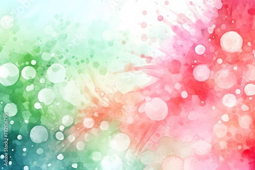 Colorful green pink microorganism watercolor background 