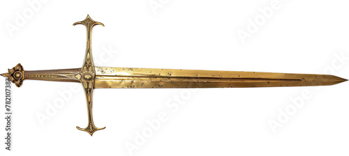 Golden Old Sword, isolated on white background