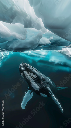 Humpback Whale Beneath the Ice Floes