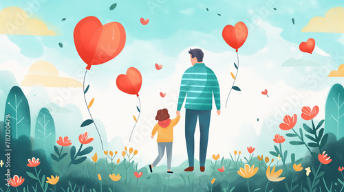 Father’s day celebration creative illustration background. Greeting card for a dad to his birthday or international Father’s Day. Holiday of all father’s of the world. 