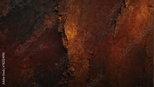 deep crimson to rusty brown gradient color rough grunge rock texture close-up background from Generative AI
