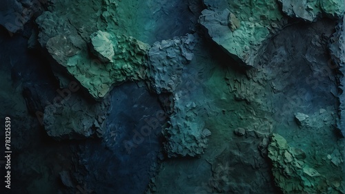 sapphire blue to mint green gradient color rough grunge rock texture close-up background from Generative AI