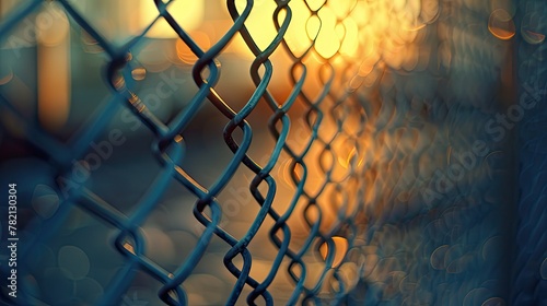 mesh fencing against a blurred background