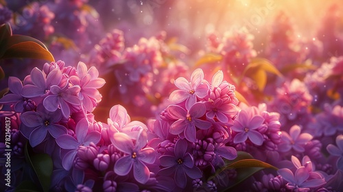 Blooming lilac colors in a springtime garden, nature's palette