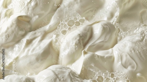 The creamy texture of Buffalo mozzarella, captured in a serene, close-up shot