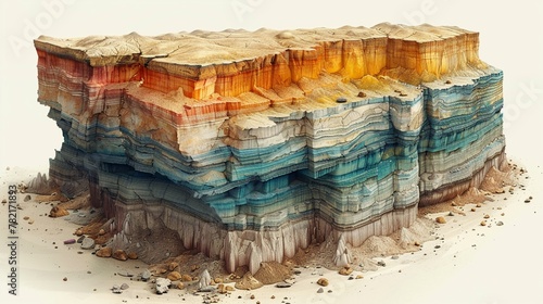 Diagram of earth layers, geology's colorful strata