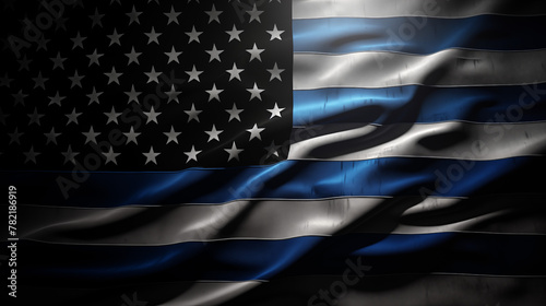 Elegant Thin Blue Line American Flag with Dark Background