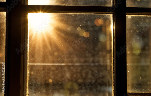 Sunlight going through dirty window