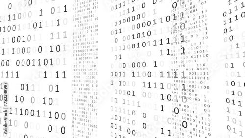 binary data columns 3d illustration. Can be used to represent source code programming, internet big data or software computing calculations