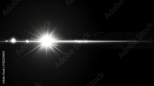 A bright white light shines against a black background. The light is surrounded by a soft glow.