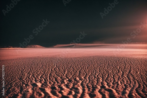 night in the desert, the land cracked due to drought, climate change concept, for news, articles, banner, poster, flyer, with copy space