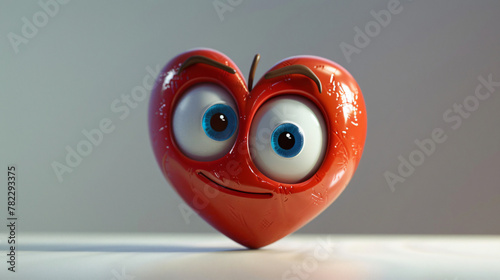 Cute Cartoon Goofy Heart Character with Big Eyes