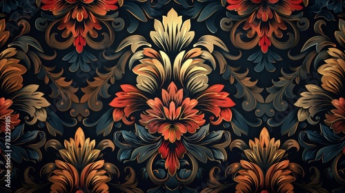 Textile Patterns: A vector illustration of a damask pattern on textile