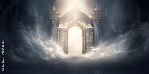 Mystical Baroque Gateway: An Ethereal Passage Bathed in Light