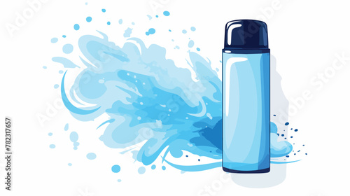 Blue and white spray deodorant 2d flat cartoon vact