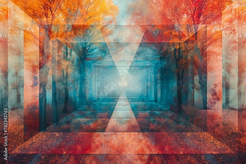 The colorful AI illusions, perspective, abstract, colorful, trees