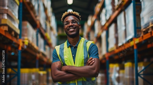 Confident Worker in Warehouse Setting