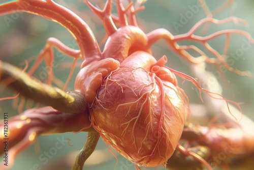 3D Model Showing a Heart with a Clogged Artery, Illustrating the Risk of Heart Disease and the Importance of Cardiovascular Health.