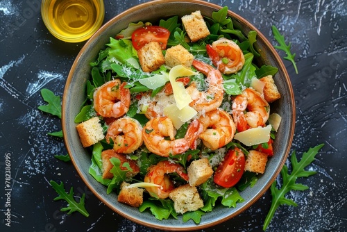 King Prawn and Romaine Salad with Lemon Dressing and Parmesan