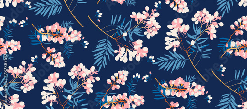 Cute feminine seamless pattern with wildflowers.