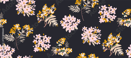 Cute feminine seamless pattern with wildflowers.