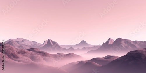 Serene Mountain Landscape in Soft Blush and Lavender Tones Generative AI