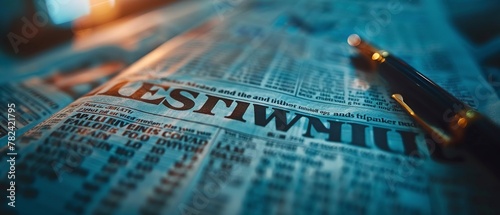 Close-up on financial newspaper headlines, crisp text, morning light, news update