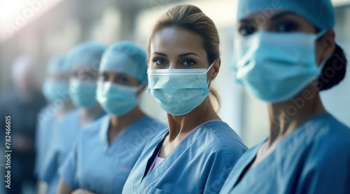 a group of people wearing surgical masks
