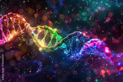 Rainbow DNA: Illuminating the Genetic Spectrum of Sexual Identity - Genetic Kaleidoscope: 3D Illustration of LGBTQ+ Predisposition
