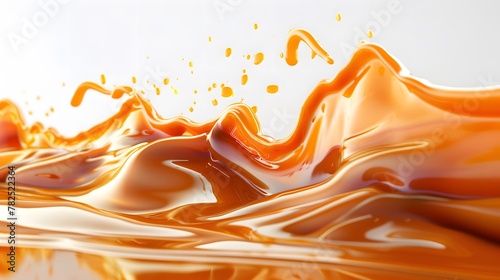 Liquid sweet melted caramel delicious caramel sauce or maple syrup swirl 3D splash Yummy sweet