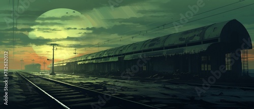 minimalist post apocalyptic train station background