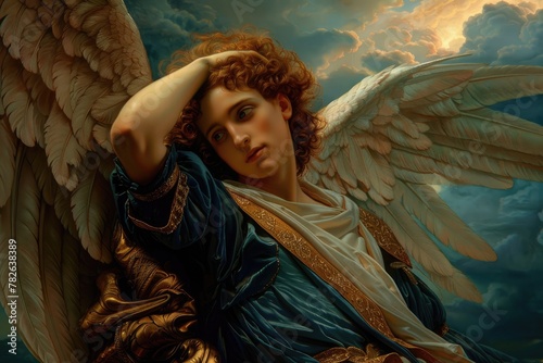 Archangel Gabriel, celestial messenger and defender, bearer of divine strength, singularly revered across judaism, christianity, and islam.