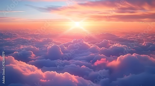 A beautiful sunrise above the clouds, symbolizing hope and new beginnings. For Design, Background, Cover, Poster, Banner, PPT, KV design, Wallpaper, news