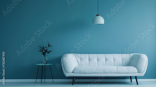 modern living room concept, White Scandinavian interior design with sofa, Ona a pastel dark colour Background, copy space