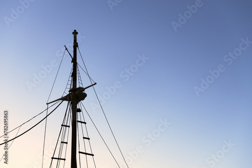 Silhouette of sailing boat mast