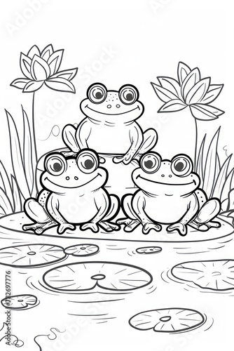 Vektor Stok Frog Coloring Bookline Art Design Kids