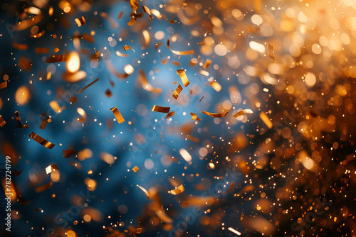 Glittering confetti against a blurred background, creating a festive and joyful atmosphere. Concept: Celebration Sparkles. For party invitations, holiday cards, and festive decorations.